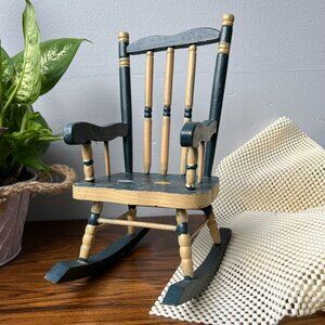 Wooden Toy Doll Rocking Chair Doll Furniture Hand Painted 10-3/4" Tall